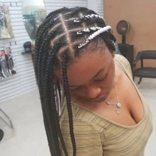 African woman with hair braided